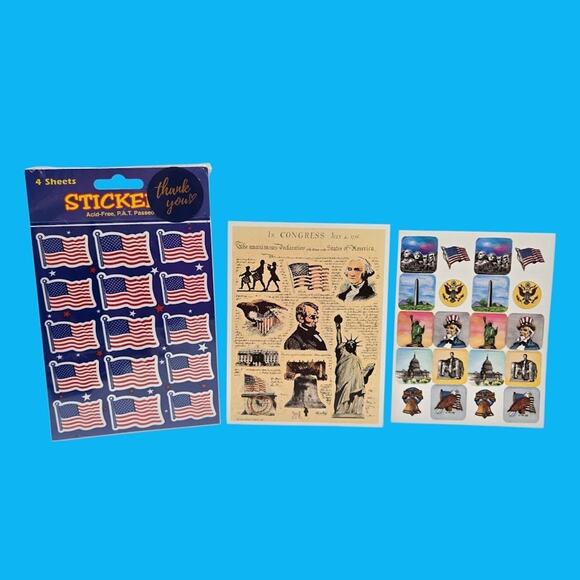 Vintage US Stamp Starter Collection Hirschhorn Bundle with Patriotic Stickers - Picture 7 of 12